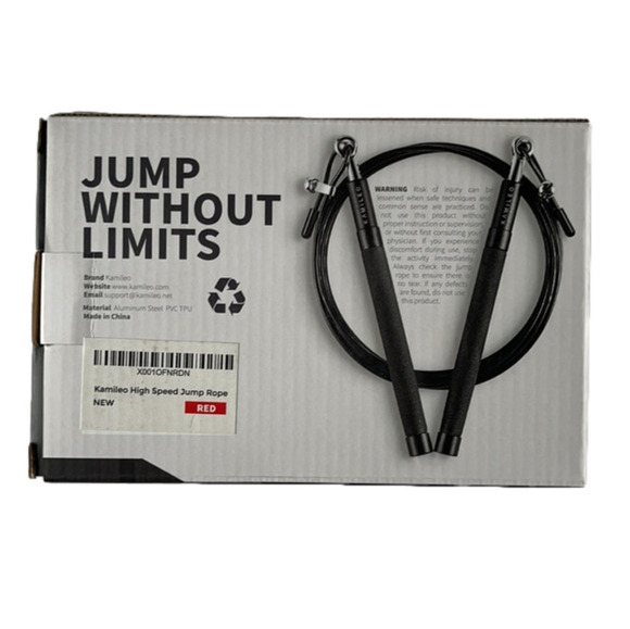 New Aluminum Steel PVC TPU Kamileo High Speed Red Jump Rope - Picture 2 of 10